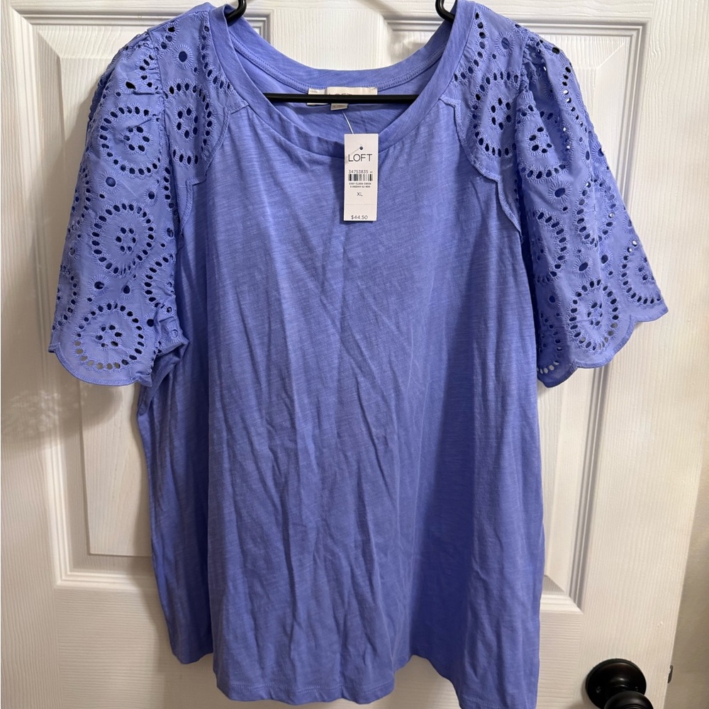 LOFT Women's Periwinkle Eyelet Sleeve Blouse